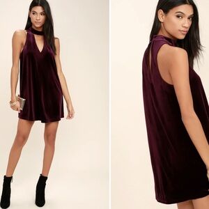 DO+BE plum purple velvet halter swing dress - sz M perfect condition
